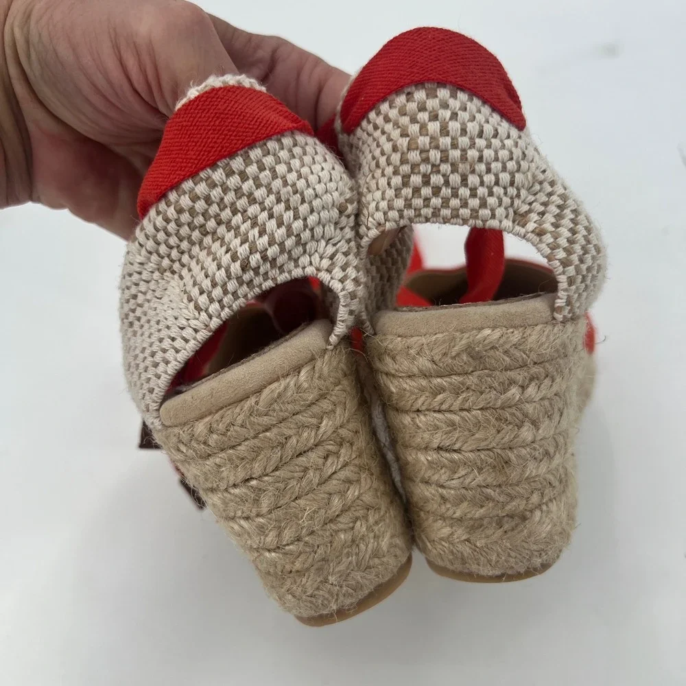 Boden Cassie Espadrilles Wedge Tomato Poppy Red Cherry Girl Beach Resort Size 10
